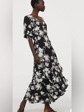 Johanna Ortiz For H&M and White Floral V-Neck Maxi Dress